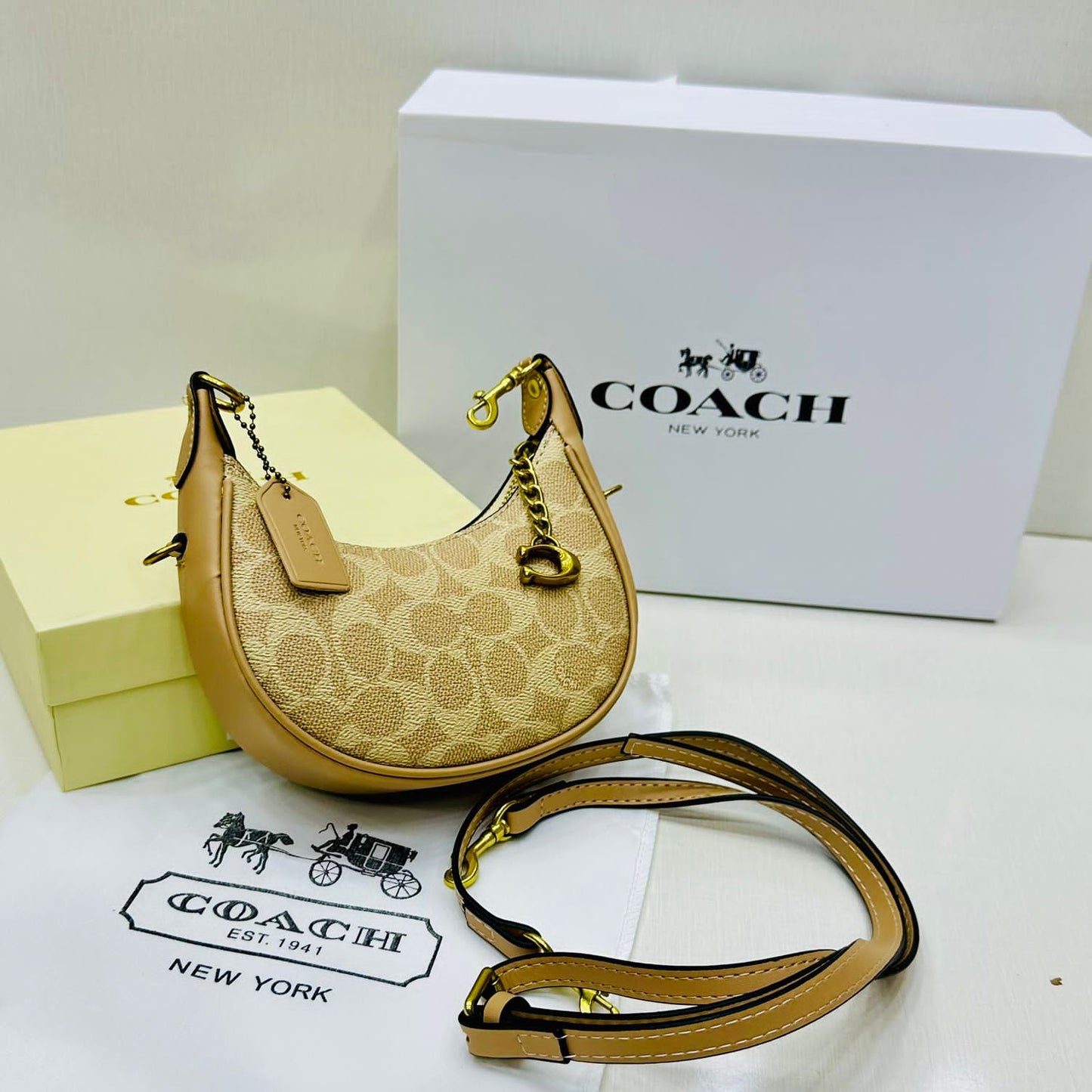 ZEVIRA'S C-O-A-C-H Jonie Crossbody Bag (Beige)