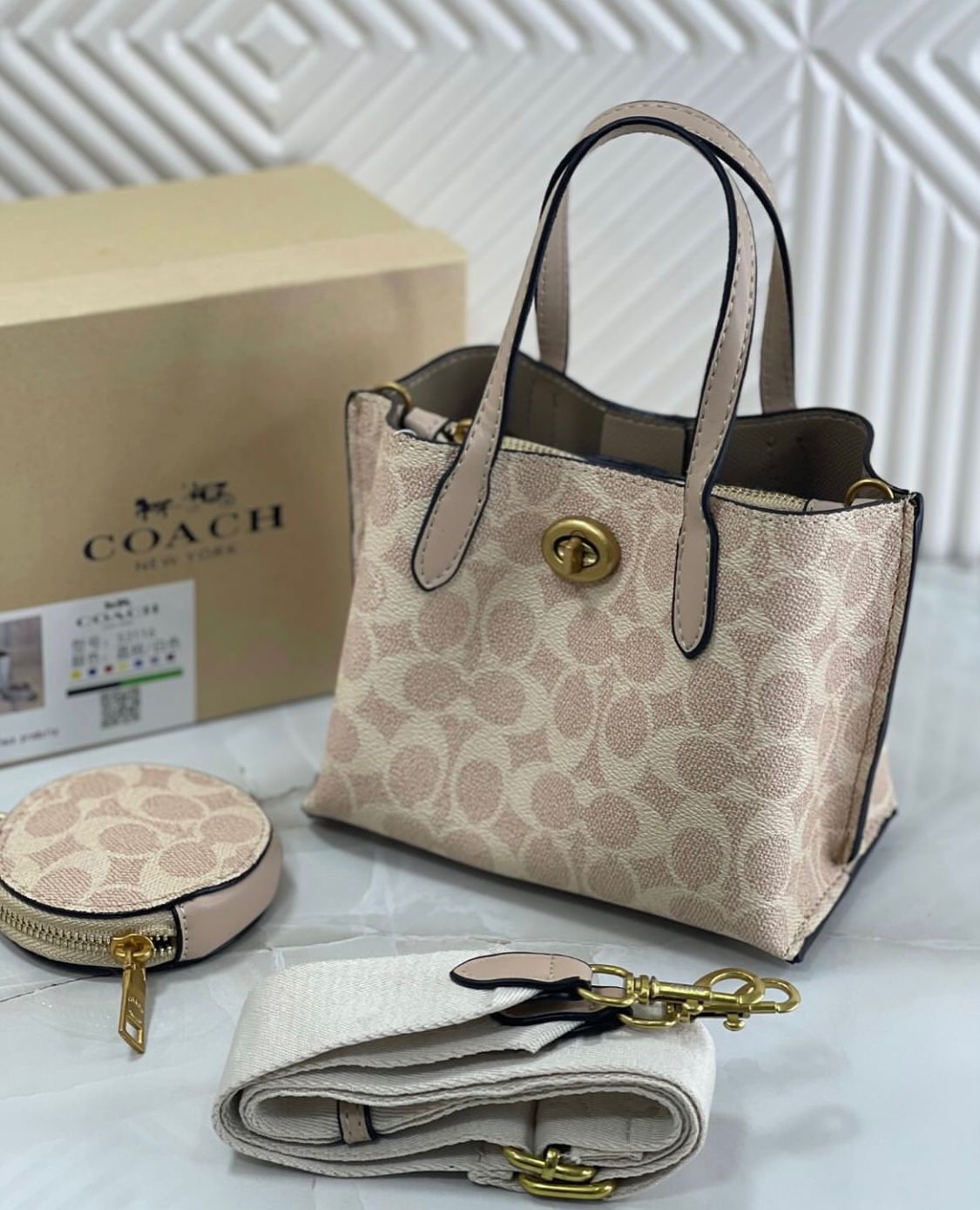 ZEVIRA'S C-O-A-C-H Signature Tote (Beige)