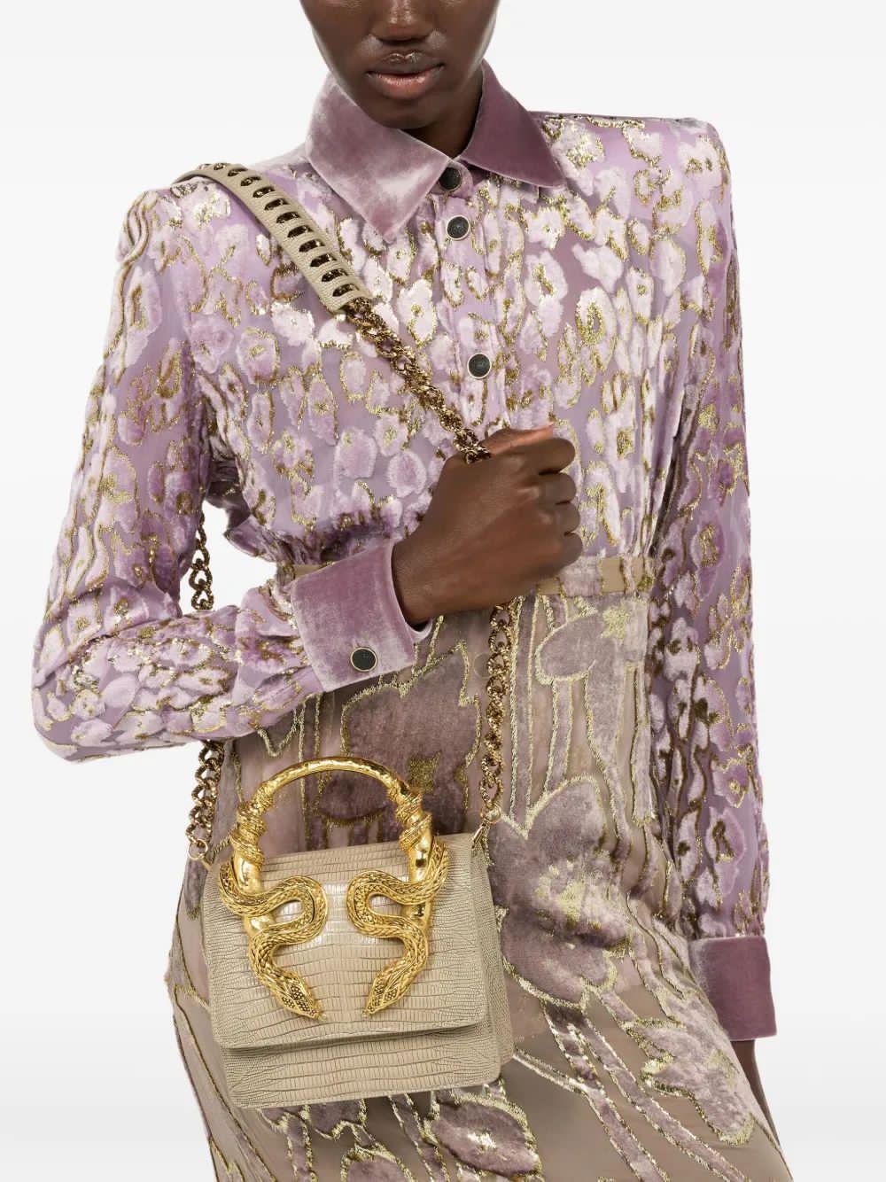 ZEVIRA'S Cobra-Textured Medium Shoulder & Hand Bag
(White)