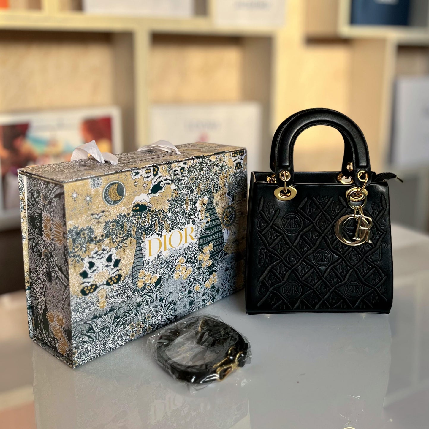 ZEVIRA'S Elegant Designer Handbag with Long Strap (Black)