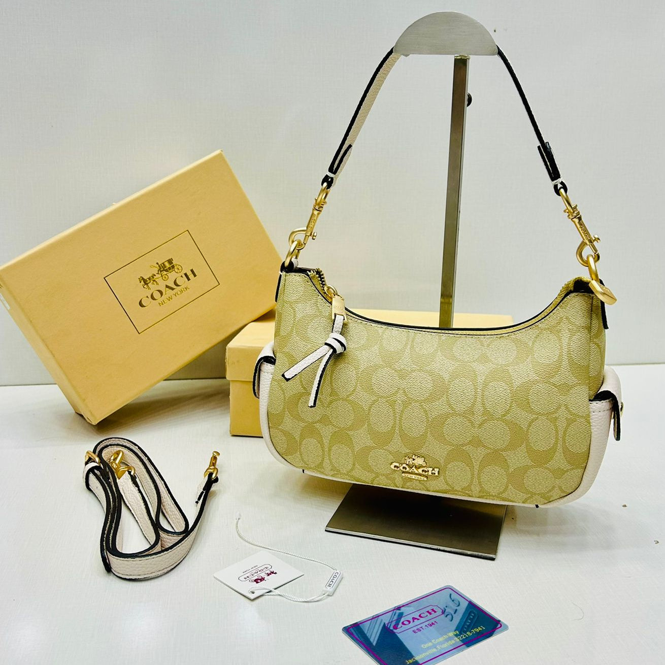 ZEVIRA'S C-O-A-C-H Premium Shoulder Bag (White)