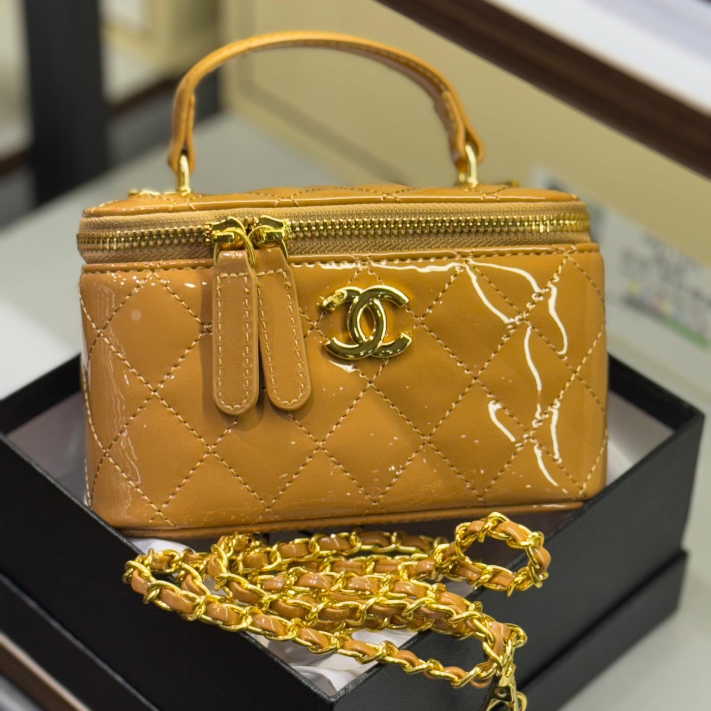 ZEVIRA'S C-H-A-N-E-L VANITY CASE (Mustard)