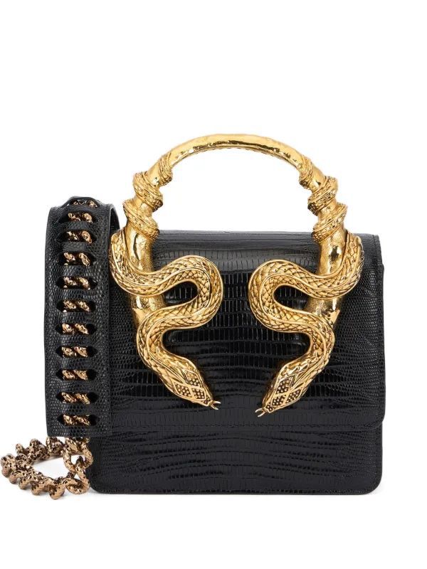 ZEVIRA'S Cobra-Textured Medium Shoulder & Hand Bag
(Black)