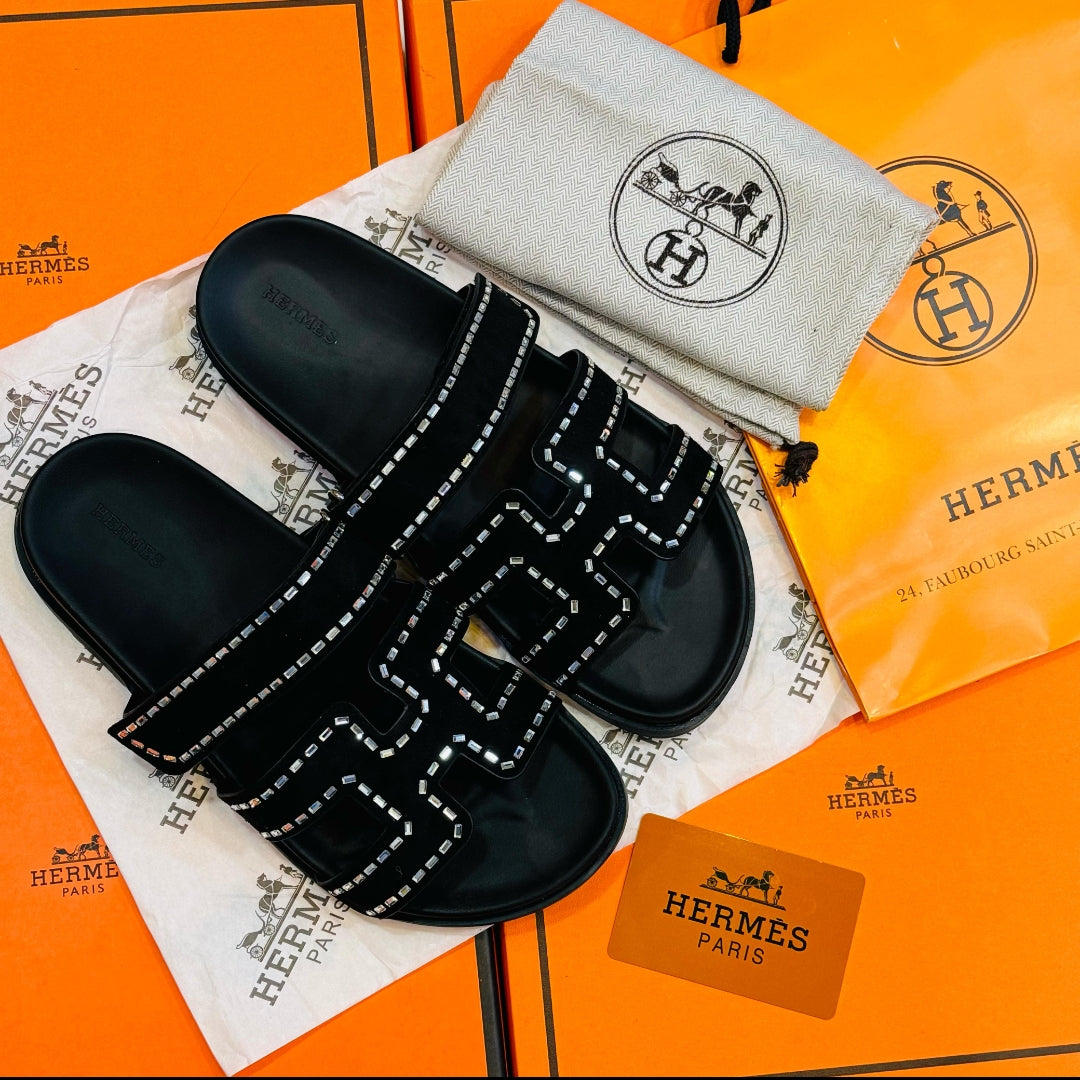 ZEVIRA'S Sparkle Chypre Satin Stone Flats