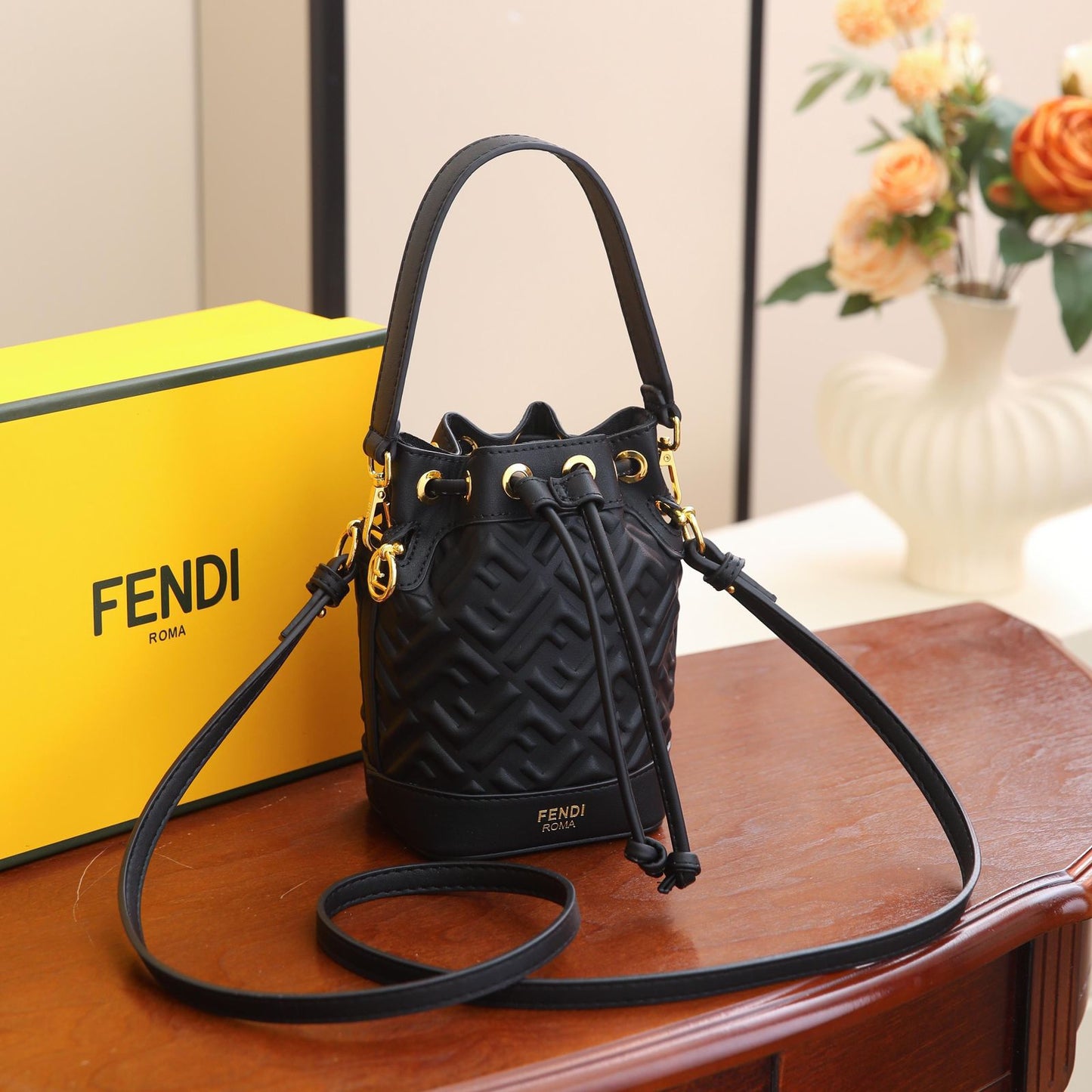 ZEVIRA'S F-E-N-D-I Mon Tresor Bucket Bag (Black)
