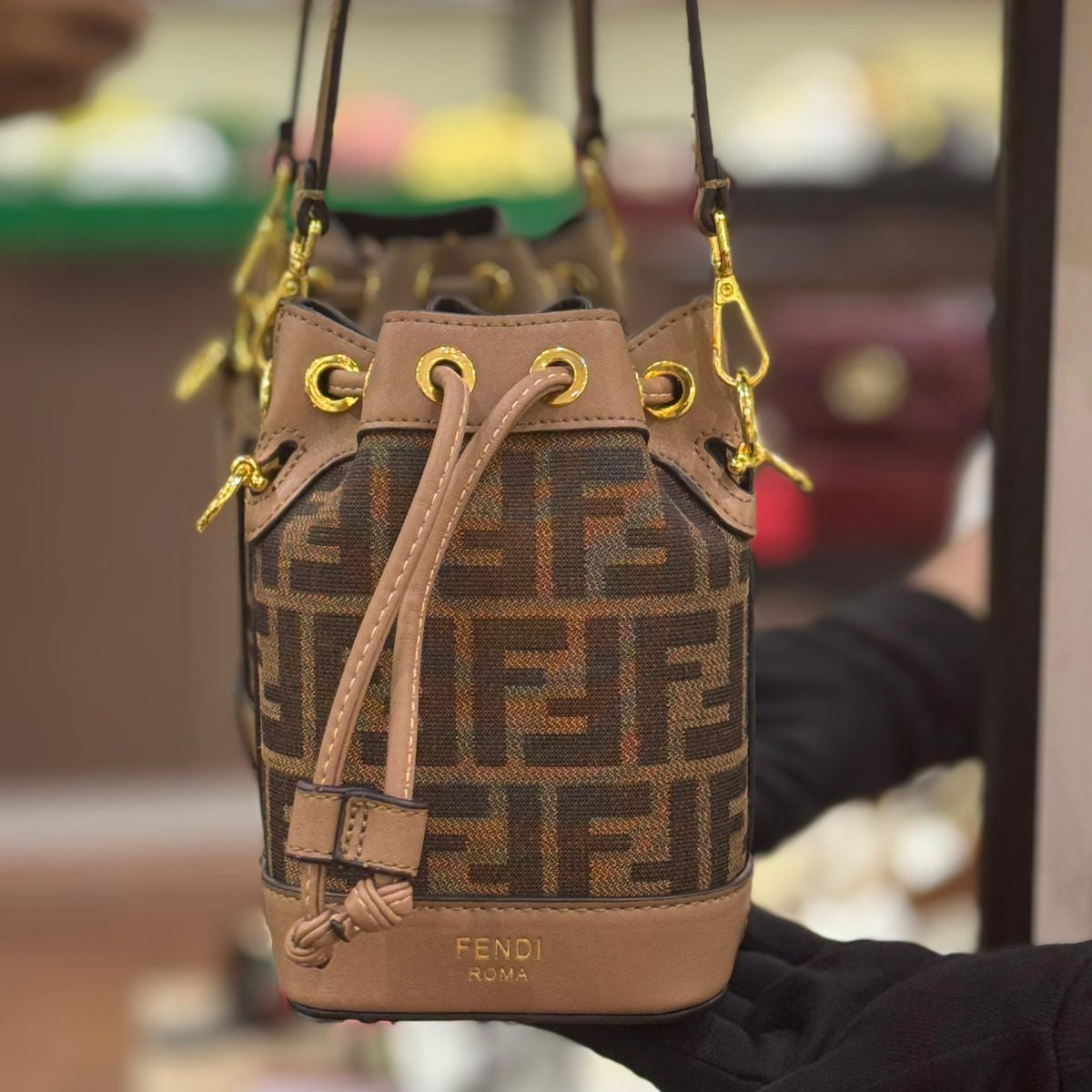 ZEVIRA'S F-E-N-D-I Mon Tresor Bucket Bag (Brown)
