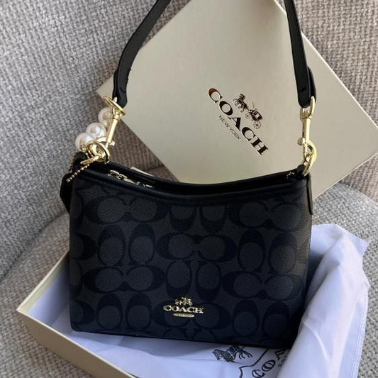 ZEVIRA'S C-O-A-C-H Laurel Mini Shoulder Bag in Signature Canvas (Black 2)