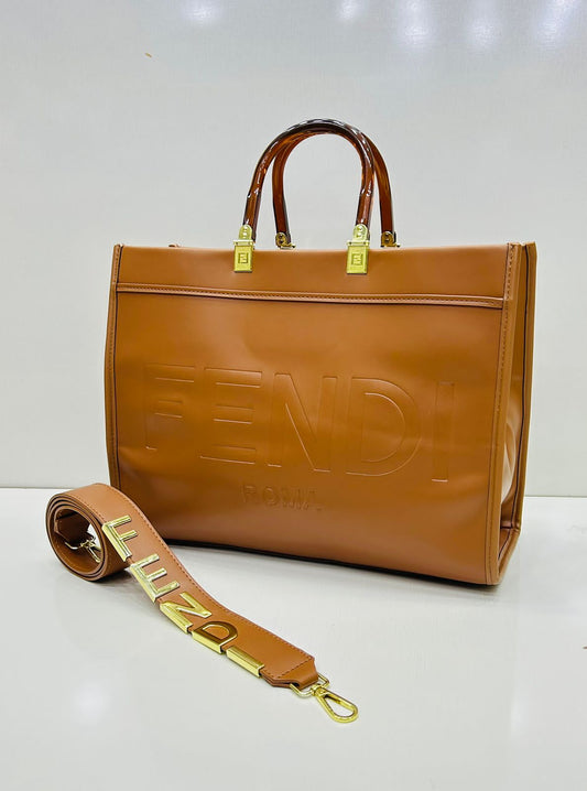 ZEVIRA'S F-E-N-D-I Premium Roma Large Tote (Mustard 2)