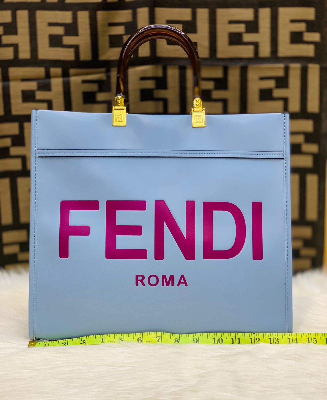 ZEVIRA'S Premium F-E-N-D-I Tote(Blue)