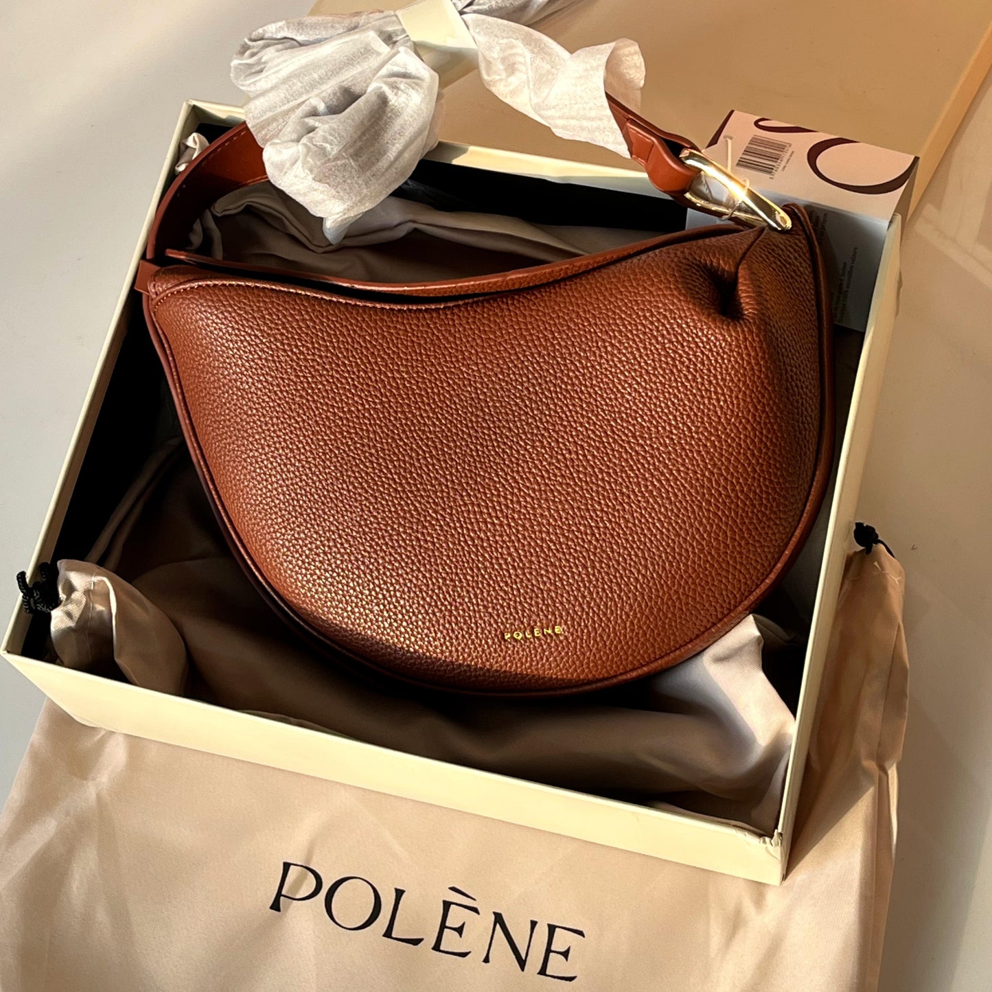 ZEVIRA'S P-O-L-E-N-E Textured Cognac Shoulder Bag (Mustard)