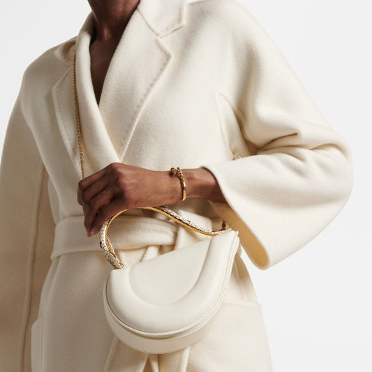 ZEVIRA'S B-V-L-G-A-R-I Serpenti Cuore 1968 Top Handle Bag (White)