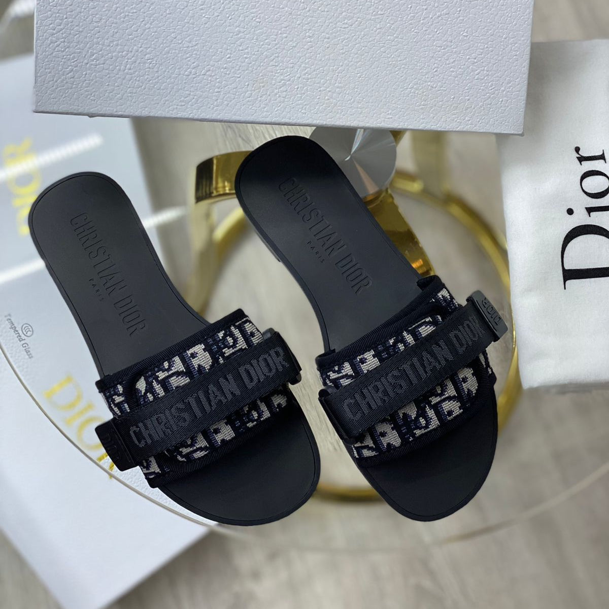 ZEVIRA'S C--D Imported Flat Rubber Slippers (Black)