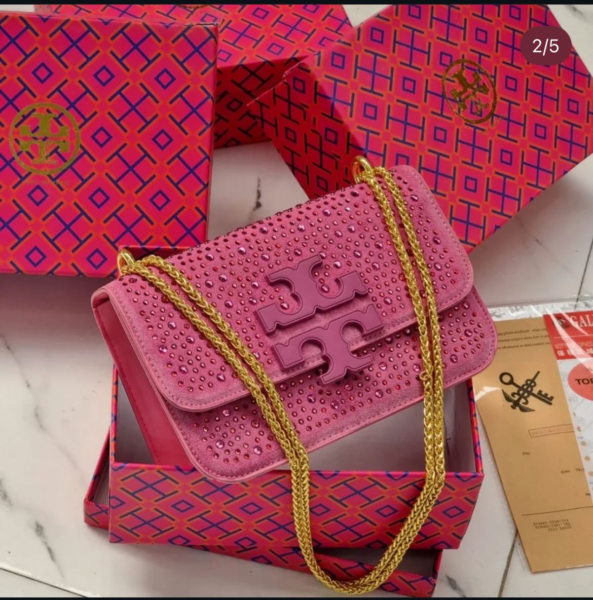 ZEVIRA'S T-B Premium Crossbody Bag with Long Chain 06 (Pink)