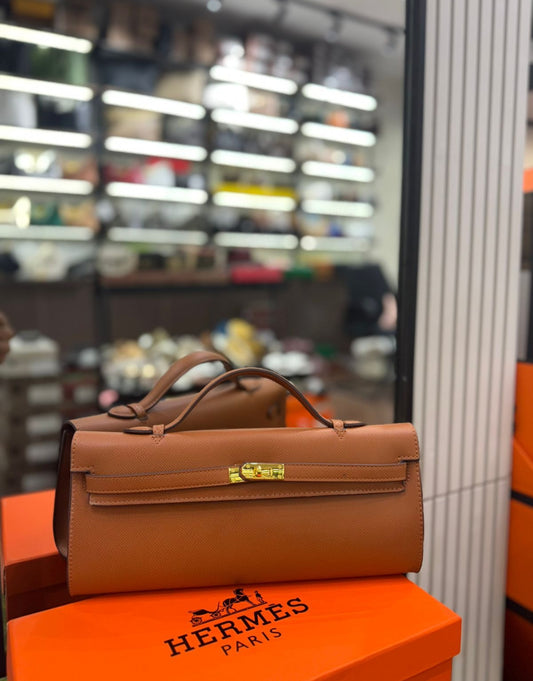 ZEVIRA'S H-MES 
Elegant Kelly-Style Cut Clutch (Mustard)