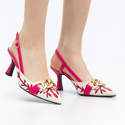 ZEVIRA'S Z-A-R-A Embroidered Heels (Pink)