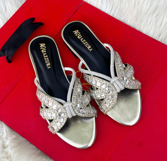ZEVIRA'S Aqua-zzura Flat Slides (Silver)