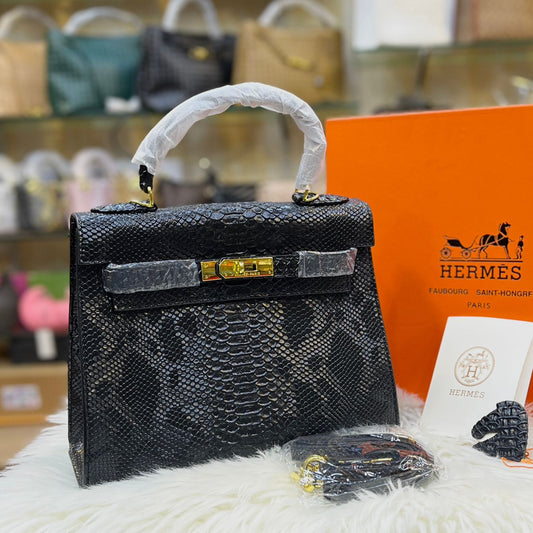 ZEVIRA'S H-MES Kelly 28cm Crocodile with Palladium Hardware (Black)