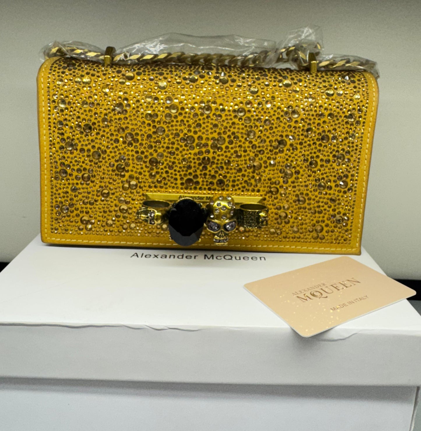 ZEVIRA'S Alex--Mc--Queen Crystal-Embellished Mini Jewelled Satchel (Golden)