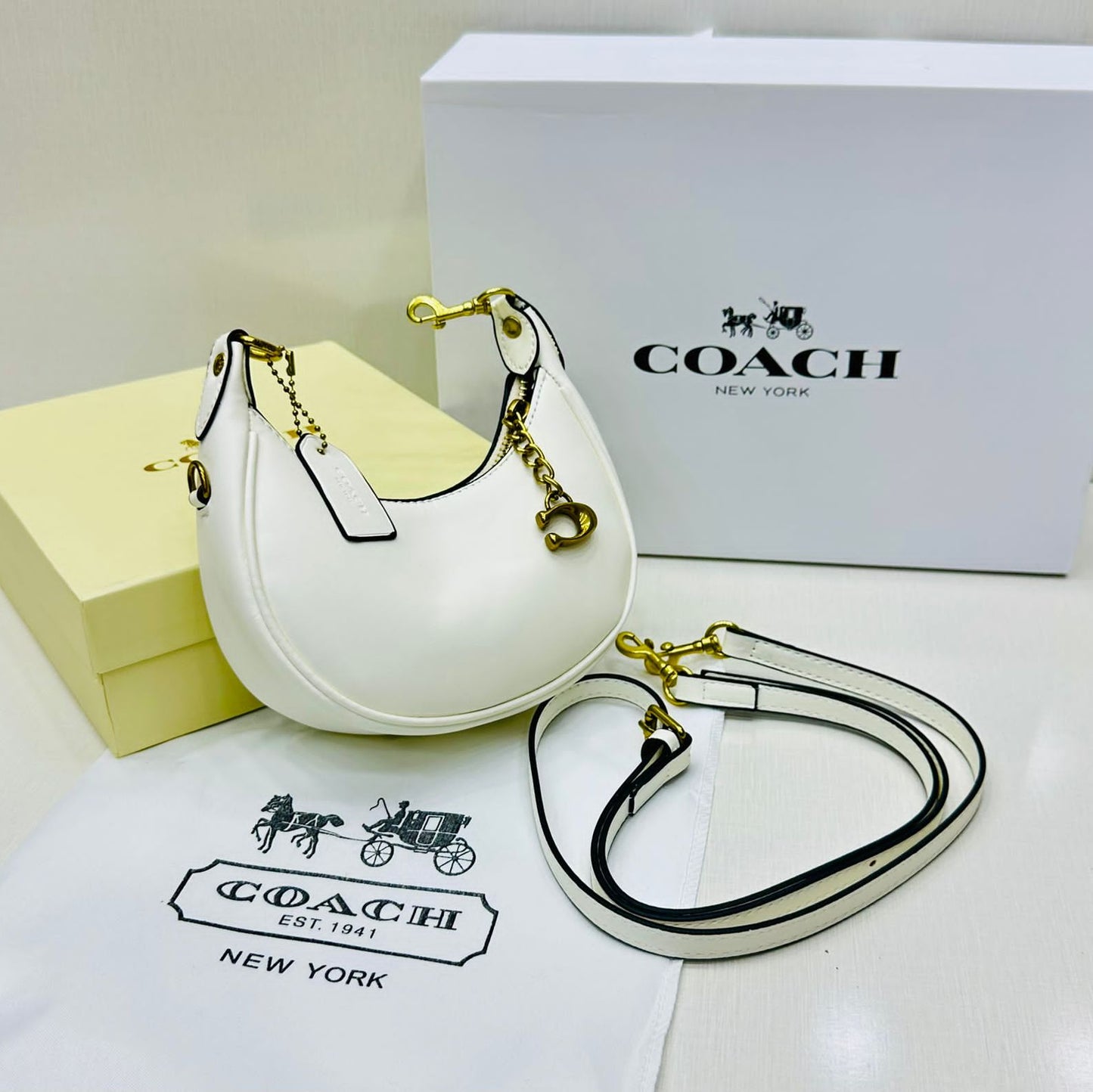 ZEVIRA'S C-O-A-C-H Jonie Crossbody Bag (White)