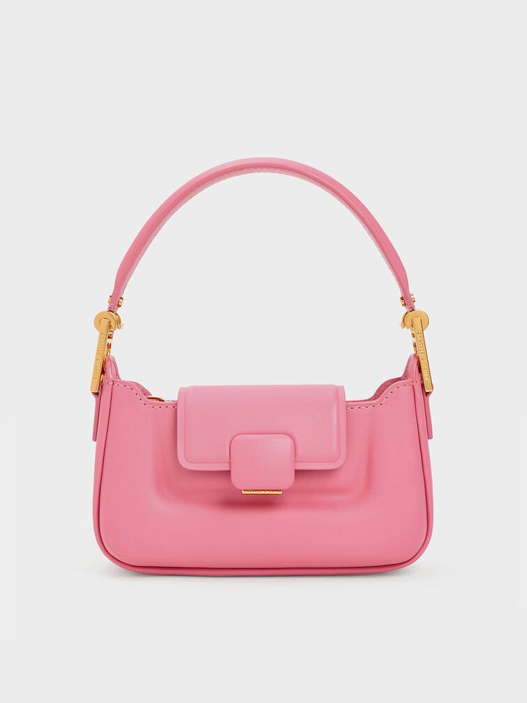 Premium Leather Push-Lock Top Handle Bag 04 (3 Colors)