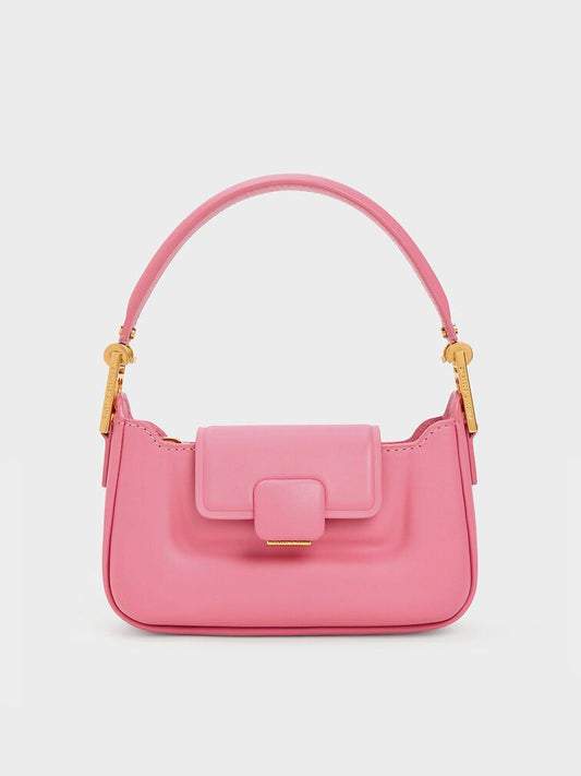 Premium Leather Push-Lock Top Handle Bag 04 (3 Colors)