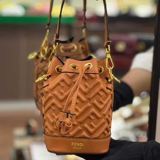 ZEVIRA'S F-E-N-D-I MON TRESOR BUCKET BAG (Mustard)