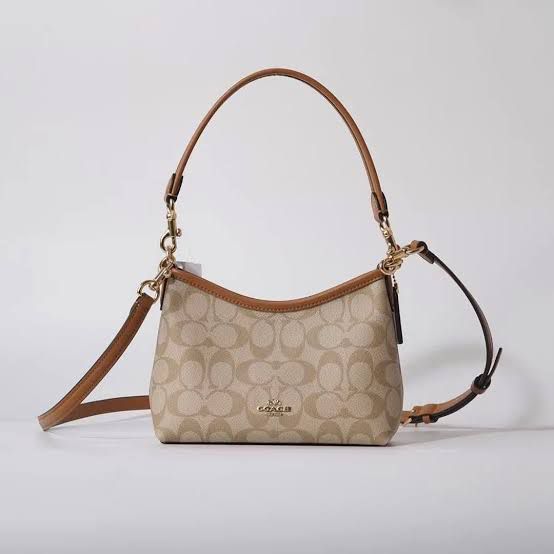 ZEVIRA'S C-O-A-C-H Laurel Mini Shoulder Bag in Signature Canvas (Brown)