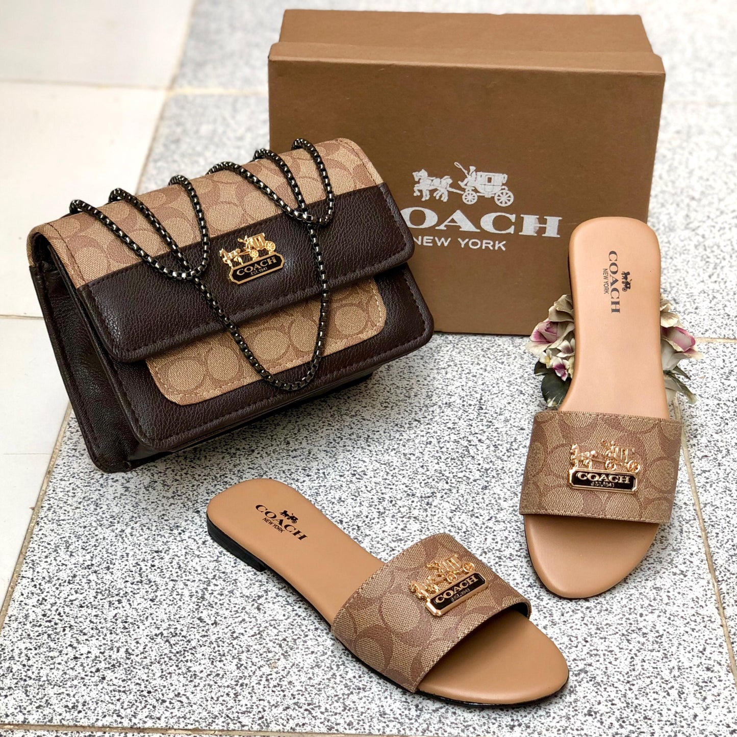 Elegant Combo Set – Luxe Slippers + Stylish Crossbody (3 Colors)
