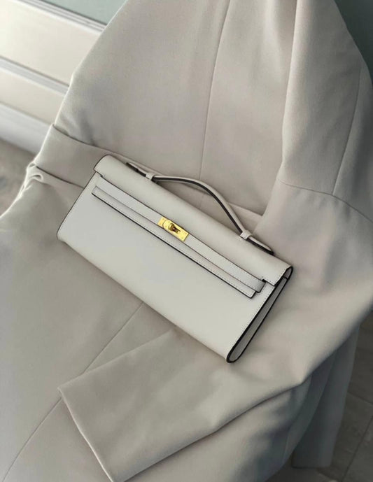 ZEVIRA'S H-MES 
Elegant Kelly-Style Cut Clutch (White)