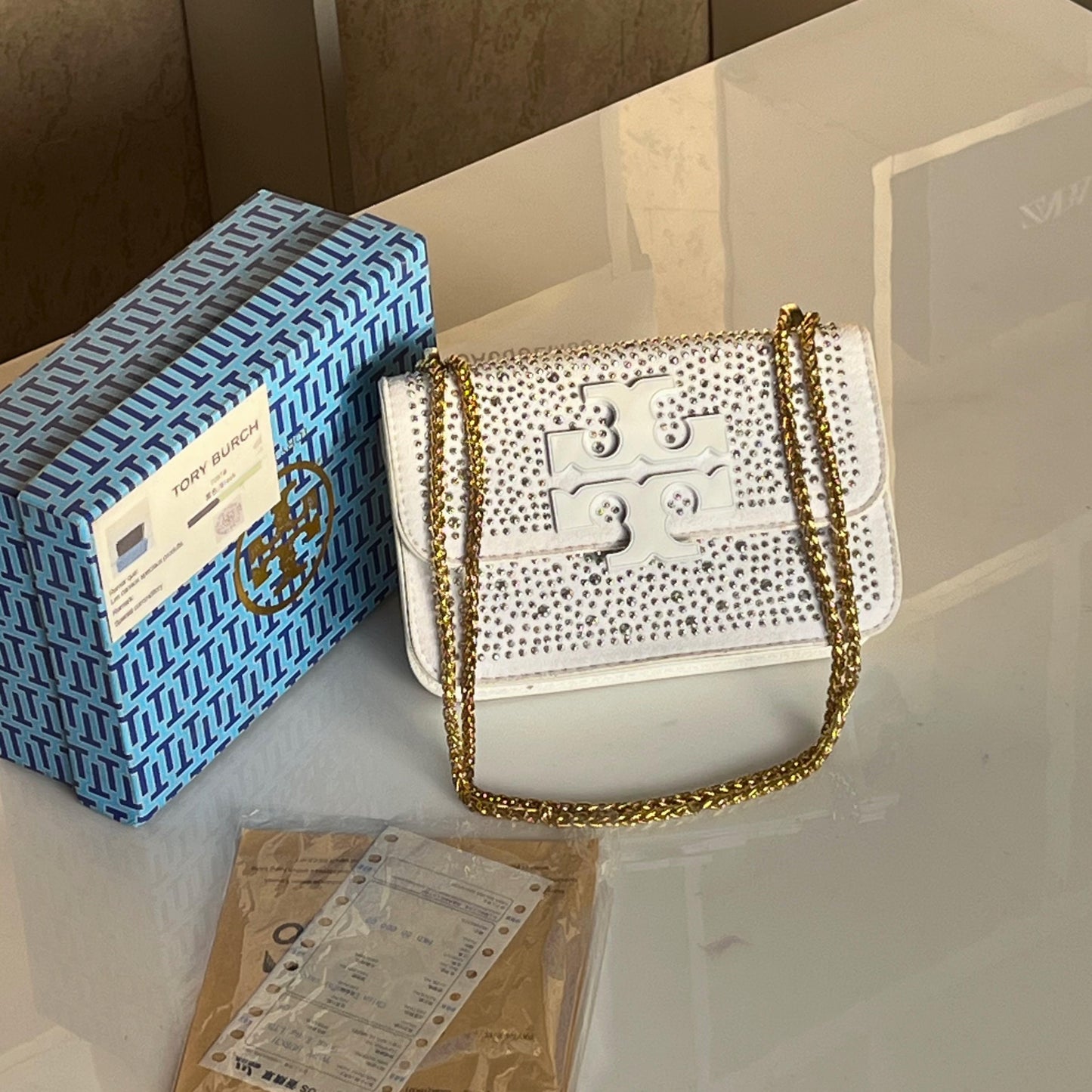 ZEVIRA'S T-B Premium Crossbody Bag with Long Chain 06 (White)