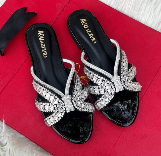 ZEVIRA'S Aqua-zzura Flat Slides (Black)