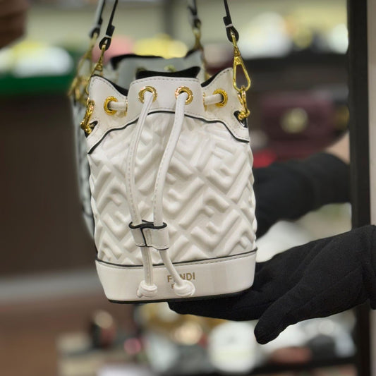 ZEVIRA'S F-E-N-D-I Mon Tresor Bucket Bag (White)