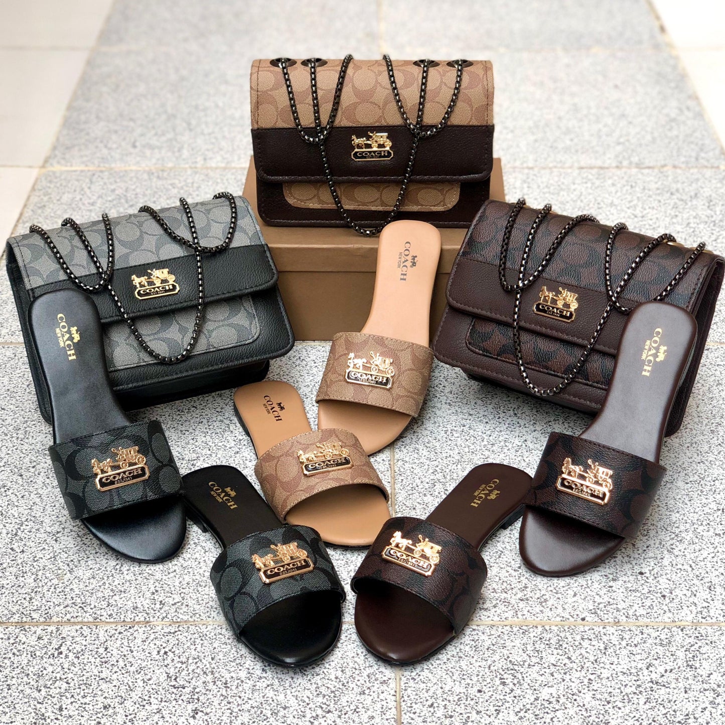 Elegant Combo Set – Luxe Slippers + Stylish Crossbody (3 Colors)