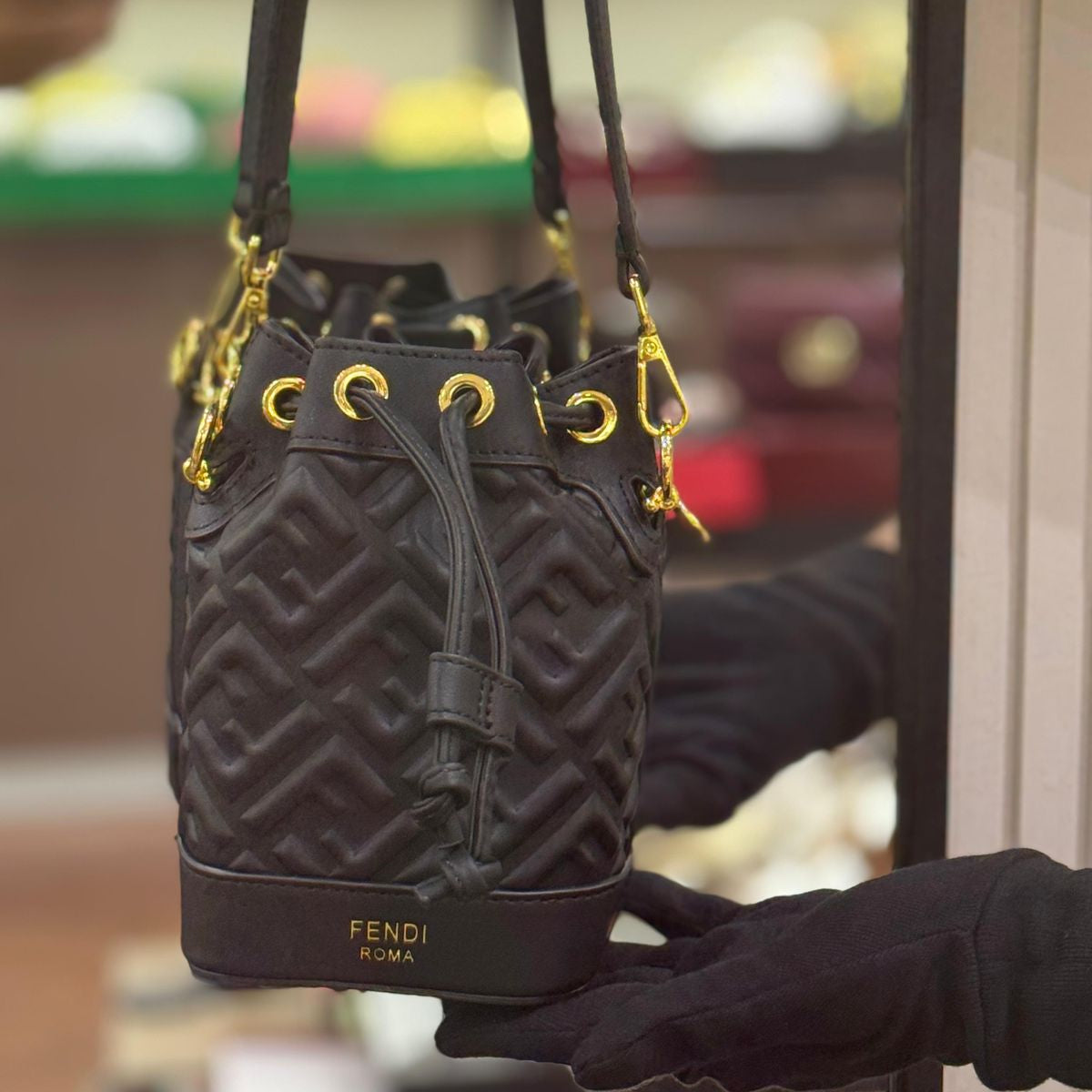 ZEVIRA'S F-E-N-D-I Mon Tresor Bucket Bag (Black)