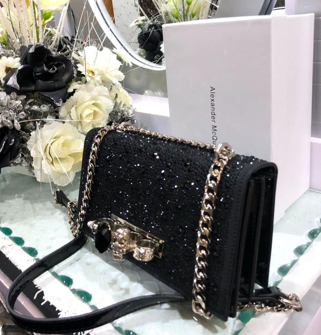 ZEVIRA'S Alex--Mc--Queen Crystal-Embellished Mini Jewelled Satchel (Black)