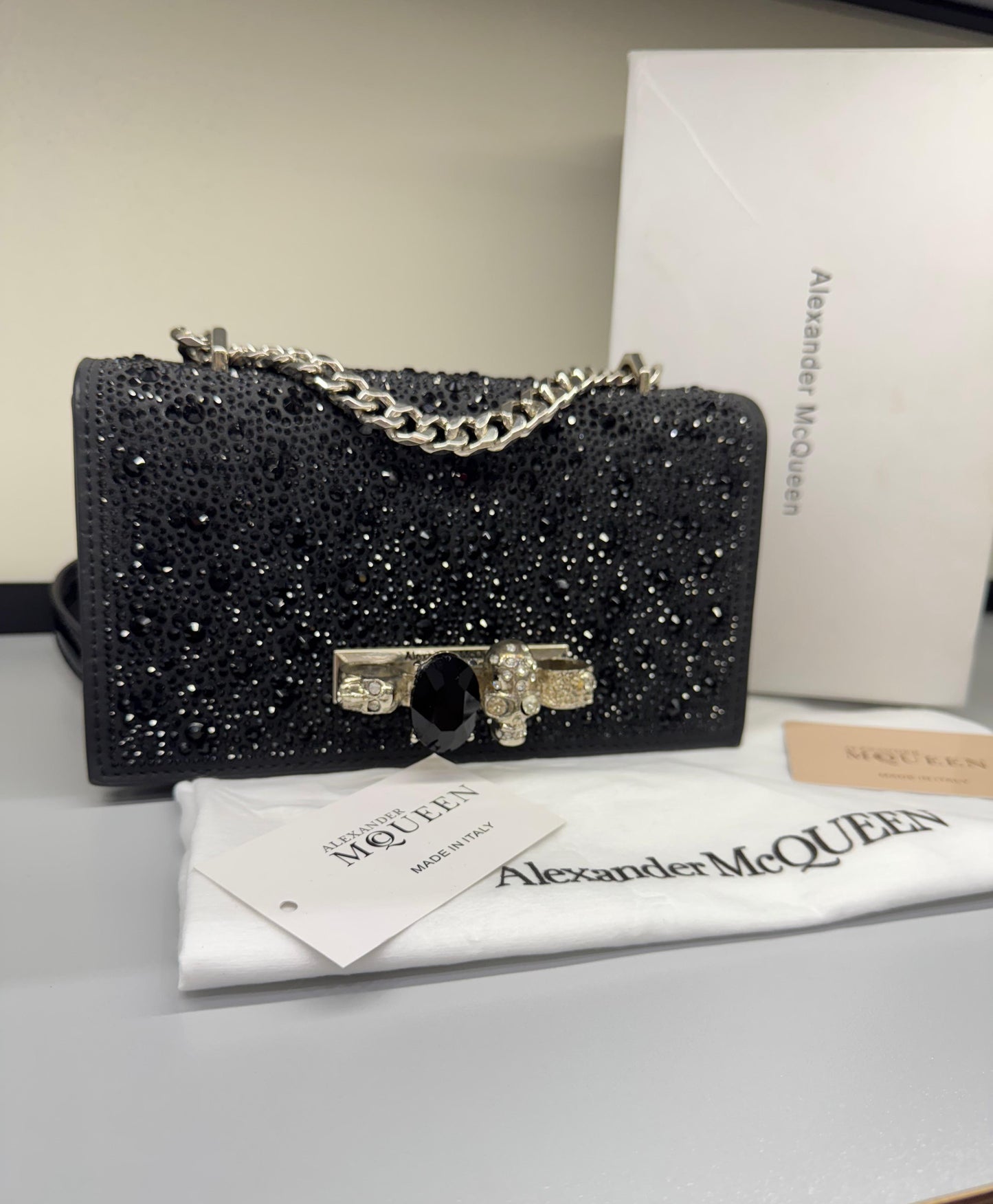 ZEVIRA'S Alex--Mc--Queen Crystal-Embellished Mini Jewelled Satchel (Black)