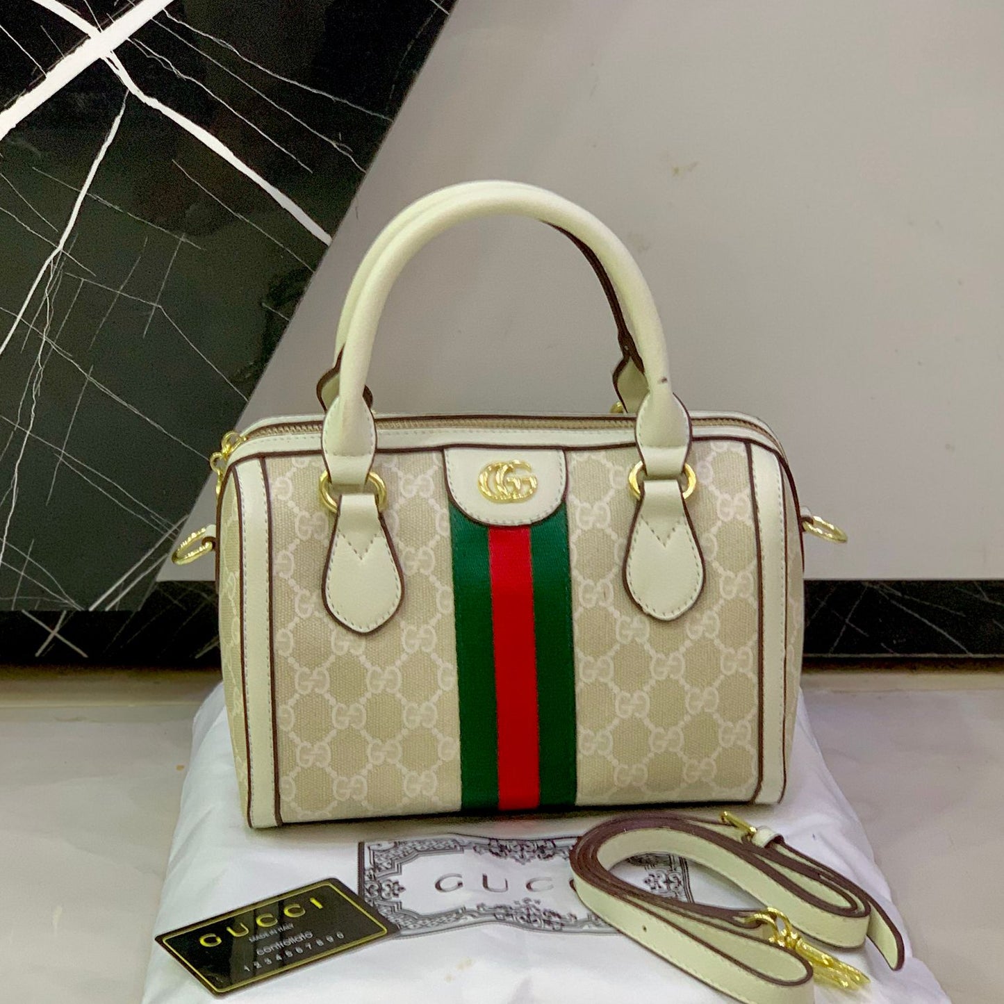 ZEVIRA'S G-U-C-C-I Duffle (White)