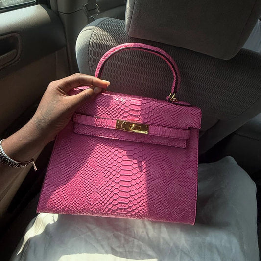 ZEVIRA'S H-MES Kelly 28cm Crocodile with Palladium Hardware (Pink)