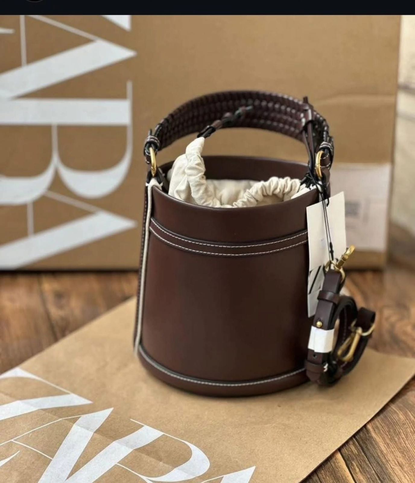 ZEVIRA'S Z-A-R-A Potli-Style crossbody Bag with Long Belt (Brown)