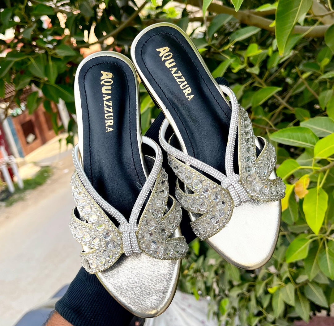 ZEVIRA'S Aqua-zzura Flat Slides (Silver)