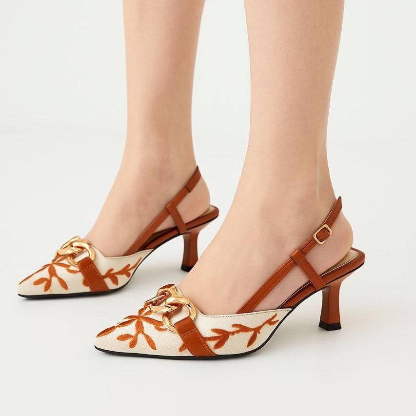 ZEVIRA'S Z-A-R-A Embroidered Heels (Mustard)