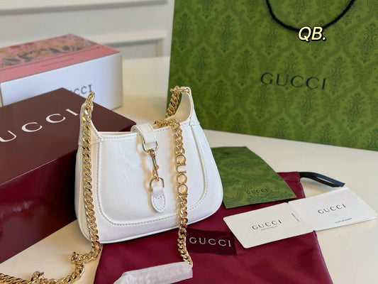 ZEVIRA'S G-U-C-C-I Jackie Notte Mini Shoulder Bag (White)