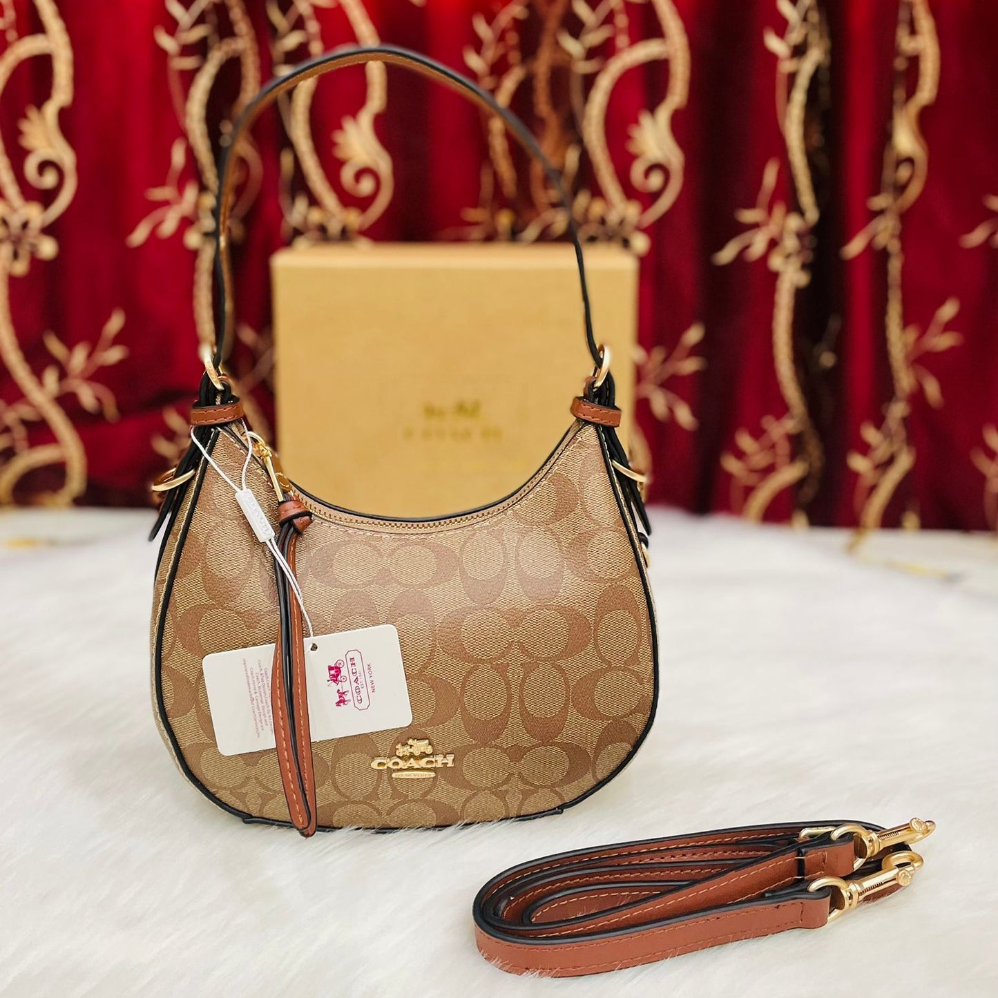 ZEVIRA'S C-O-A-C-H Premium Moon Shape Crossbody 05 (Mustard)