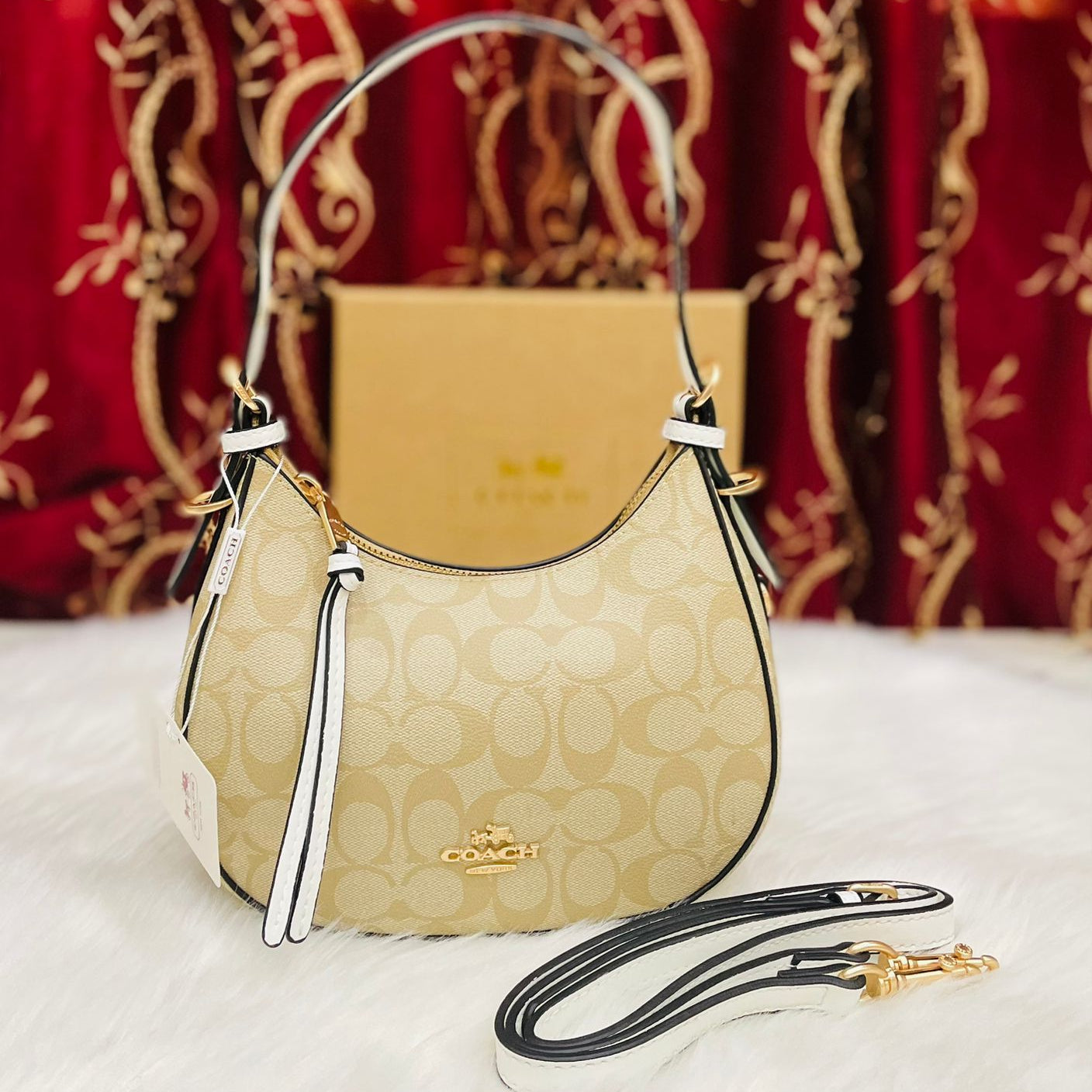 ZEVIRA'S C-O-A-C-H Premium Moon Shape Crossbody 05 (White)