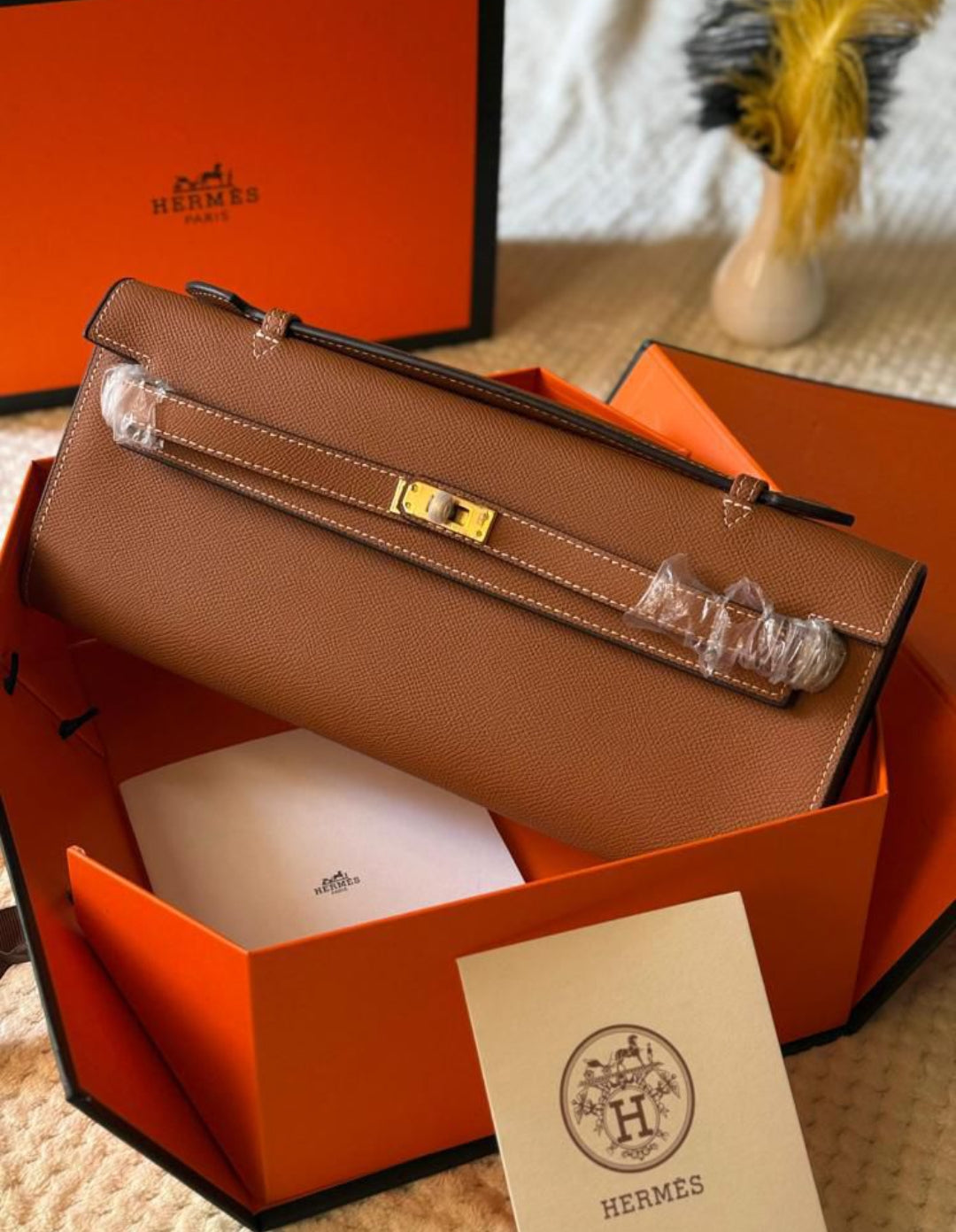 ZEVIRA'S H-MES 
Elegant Kelly-Style Cut Clutch (Mustard)