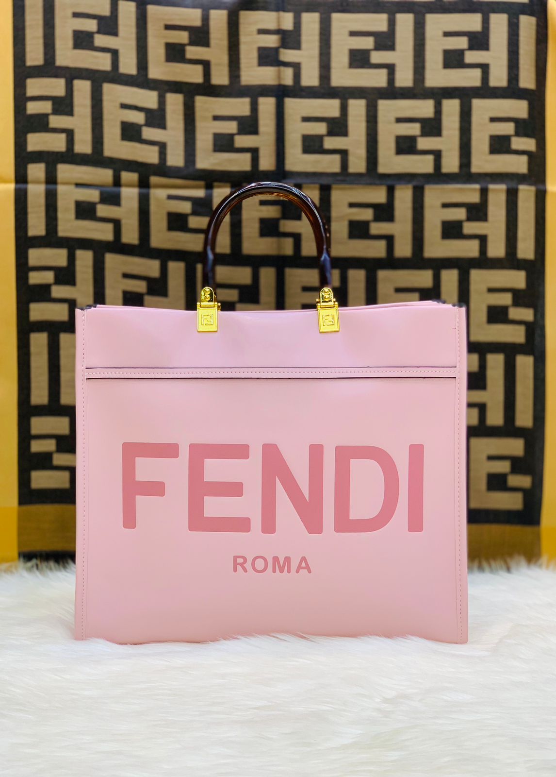 ZEVIRA'S Premium F-E-N-D-I Tote(Pink)