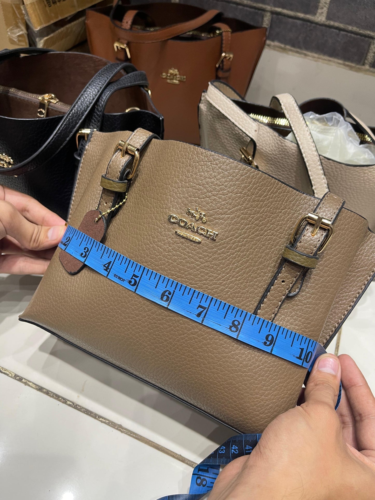 ZEVIRA'S C-O-A-C-H Small Mollie Tote Bag (Beige)