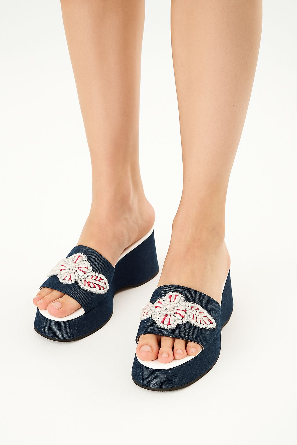 ZEVIRA'S Embroidered Women’s Wedges (White)