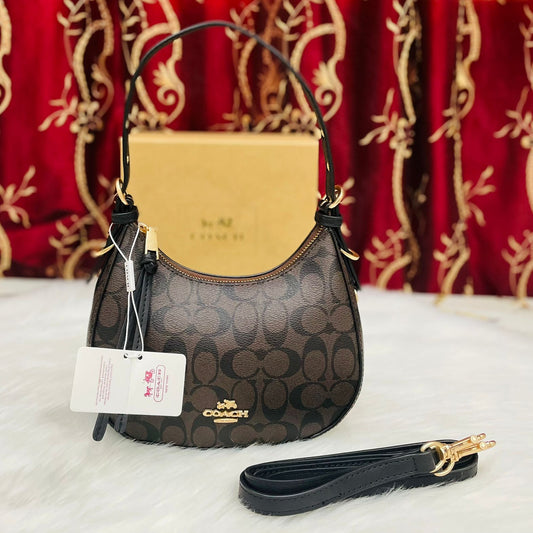 ZEVIRA'S C-O-A-C-H Premium Moon Shape Crossbody 05 (Brown)