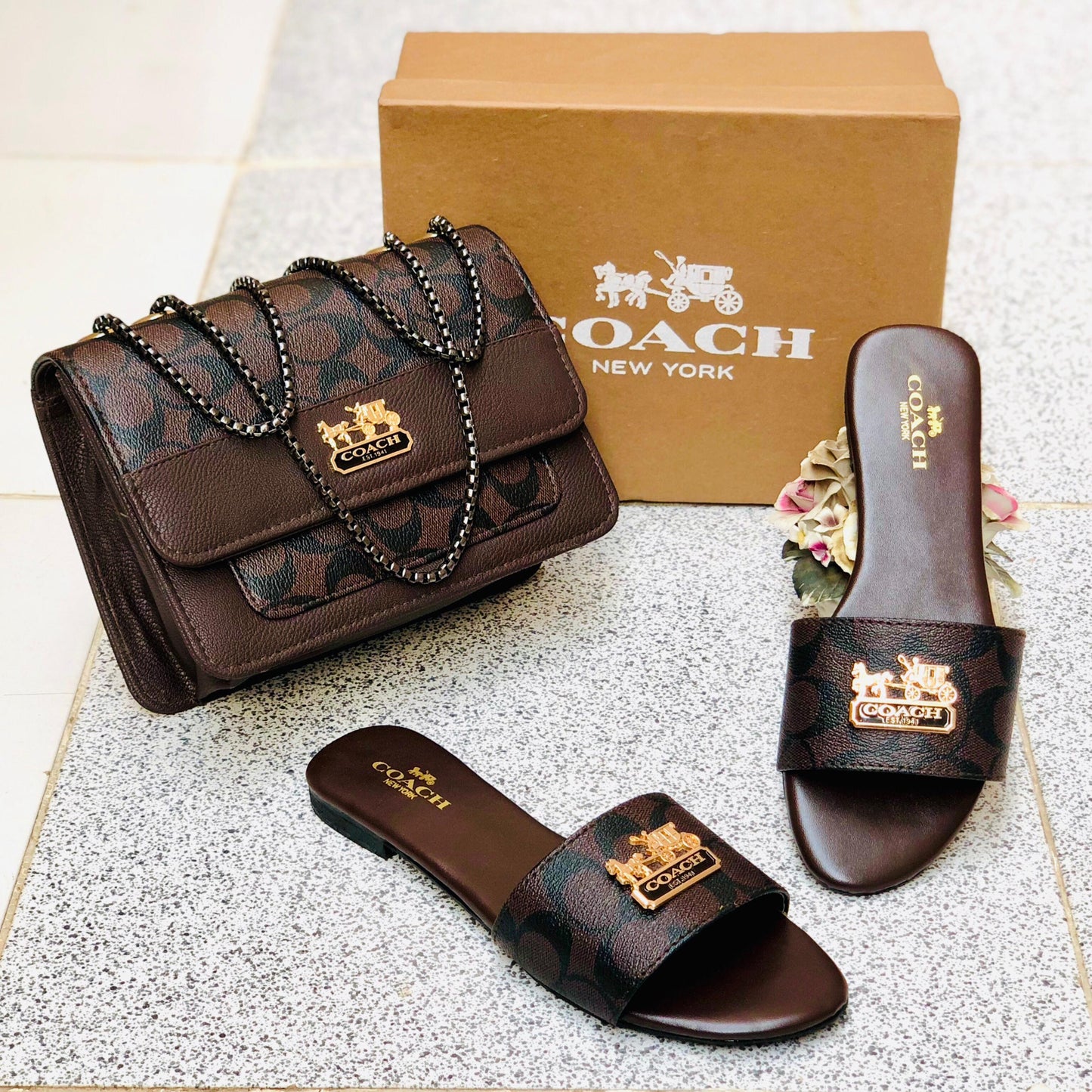 Elegant Combo Set – Luxe Slippers + Stylish Crossbody (3 Colors)